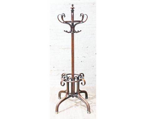 A large bentwood hat, coat and stick stand, early 20th Century, height 208cm.