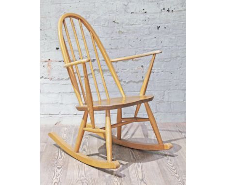 An Ercol light elm and beech rocking chair, width 61cm, depth 71c & height 85cm.