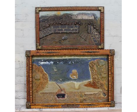 Two mixed media pictures "The Lions Gate" & "High Level View Guernsey".