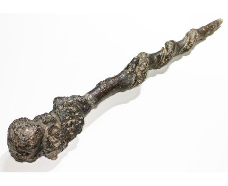 A French twist burr wood walking stick, length 93cm.