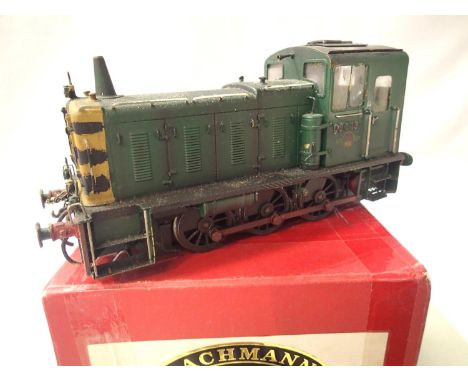 O gauge Bachmann brassworks class 03 diesel shunter, green D2443, Late Crest. Heavily weathered, fair to good condition, appa