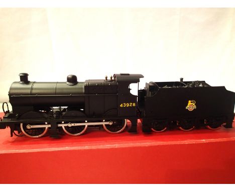 O gauge Bachmann brassworks 4F, 0.6.0 loco and tender, finished in satin black 43928, Early Crest in excellent condition/boxe