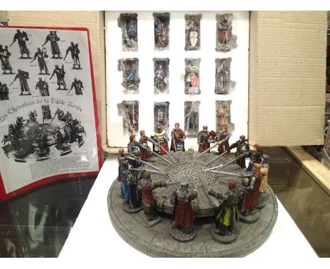 Set of 12 cast resin Knights of the Realm figures with round table, in excellent condition, boxed. Plus a set of fifteen Knig