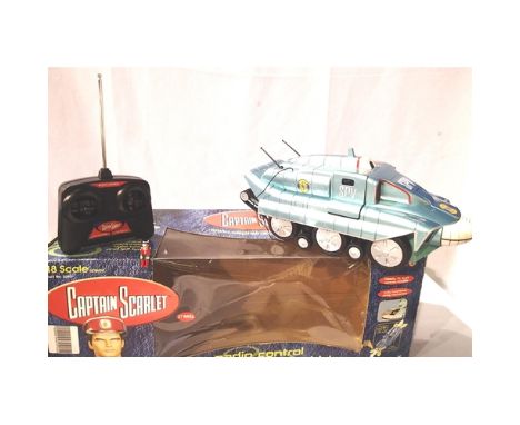 Carlton radio control Captain Scarlet Spectrum Pursuit vehicle, approximately 1/18 scale with instructions and figure, very g