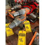 (2) Ridgid 1/2" Capacity VSR Cordless Drill, 18 Volt, (3) Batteries, Charger