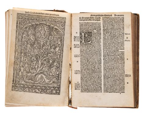 English ownership.- Bible, Latin.- Biblia sacra, double column, title and large woodcut criblé printer's device within woodcu