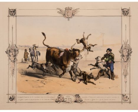 Spain.- Adam (Victor) Combat du taureau. Douze sujets dessines d'apres nature, without title or text (as issued), 12 hand-col