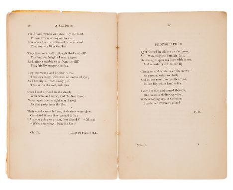 [Dodgson (Charles Lutwidge)], "Lewis Carroll". A sea-dirge, in College Rhymes, contributed by members of the Universities of 