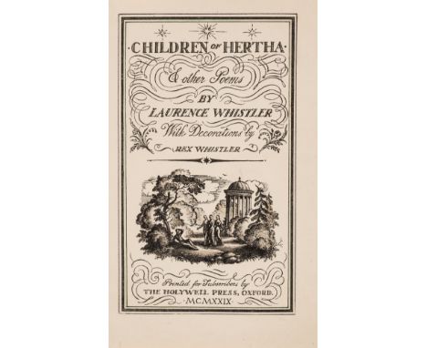 Whistler (Rex).- Whistler (Laurence). Children of Hertha &amp; other Poems, number 150 of 300 copies, this one of only a few 
