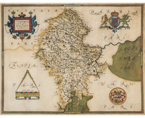 Staffordshire.- Saxton (Christopher) Staffordiae Comitatu pfecte et absolute elaboratu haec tibi tabula exhibit, county map w