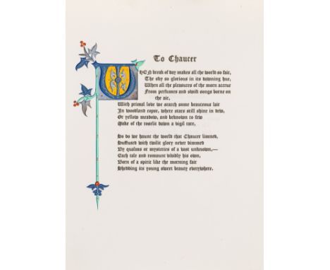 Chaucer (Geoffrey) The Nonnes Preestes Tale of the Cok and Hen, letter Q of 26 illuminated copies, from an edition limited to