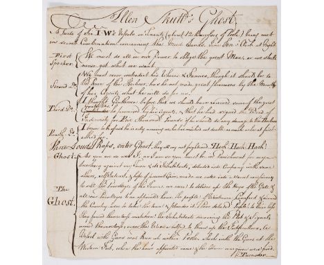 Dorset, Poole.- Allen Skutt's Ghost. A Junto of Sir IW's Vassals or Tenants (about 12 Burgesses of Poole) being met in Secret