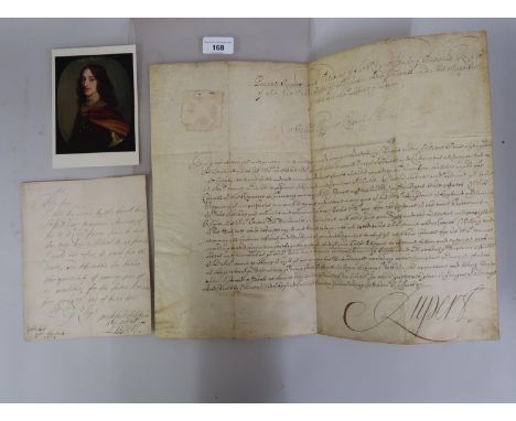 Prince Rupert of the Rhine 1619 - 1682, an autographed letter, Whitehall 30th September 1662, signed ' most faithful friend a