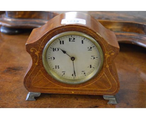 Small Edwardian mahogany and inlaid mantel clock 