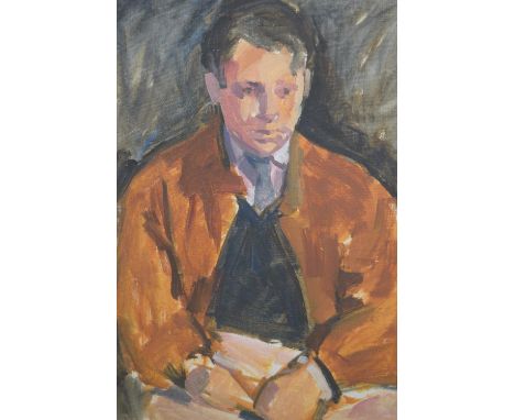 Oil on canvas board, half length portrait of a young man, label fragment verso 'Douglas Stannus Gray', 18ins x 14ins 