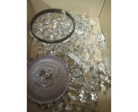 Antique cut glass bag form light fitting and another similar hanging cut glass light fitting 