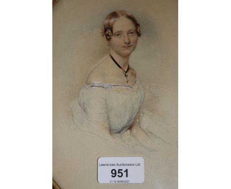 Franz Ebyl, signed watercolour, portrait of a young lady, oval gilt frameNo tears, creases or damage of any kind. Marks to th