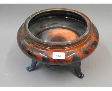 Possibly Royal Worcester prototype, late Victorian Sabrinia pattern bowl raised on three shaped supports, 8.5ins high, 12.5in