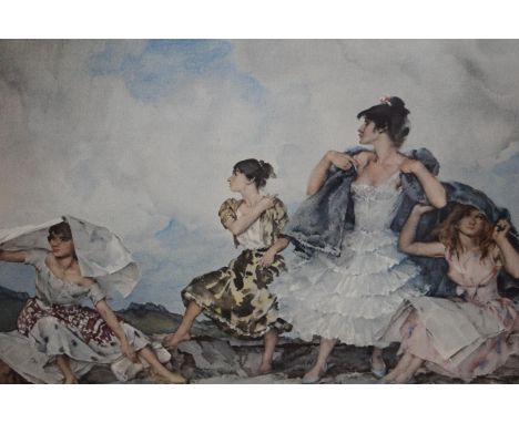 Sir William Russell Flint, signed coloured print ' The Shower ', 16.25ins x 22ins, gilt framed 