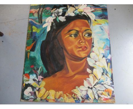 Unframed oil on board, portrait of a lady, inscribed verso ' Han Snel, Barli ', 24ins x 20ins 