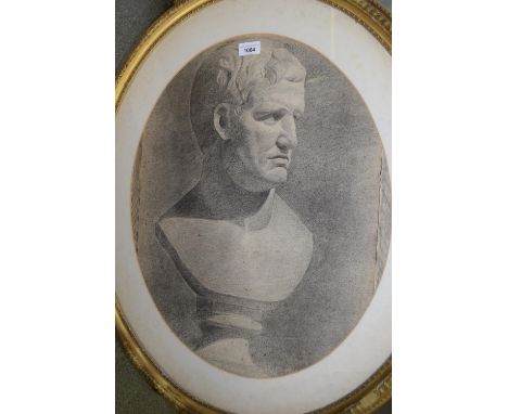 19th Century charcoal drawing, portrait of a male bust, oval mounted and gilt framed, 22ins x 17.75ins 