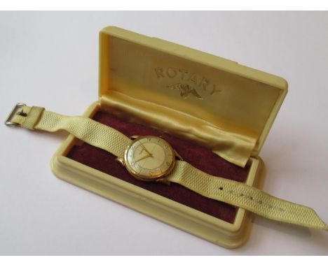 1950's Gentleman's Rotary circular 9ct gold cased wristwatch in original presentation box 