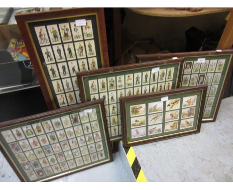 Group of five framed sets of cigarette cards including Wills, Cricketers and John Player - Uniforms of the Territorial Army 