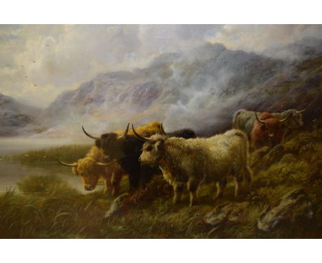 Robert Watson, oil on canvas, Highland cattle in a landscape, signed R. Watson, 20ins x 30ins, in an original gilt swept fram