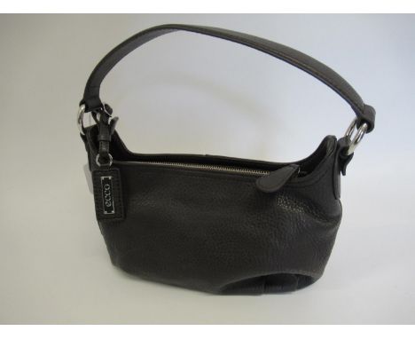 Ecco black leather handbag with chrome fittings, 11ins wide, with dust bag 