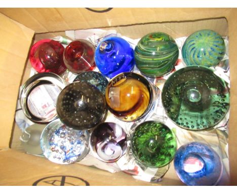 Caithness ' Fire Ball ' paperweight, Caithness ' Dreamers ' paperweight and a quantity of other paperweights by Whitefriars a