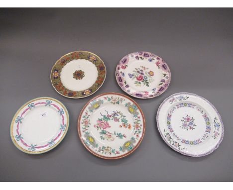 Five various 19th Century English earthenware plates by Worcester, Spode, Copeland and Minton 