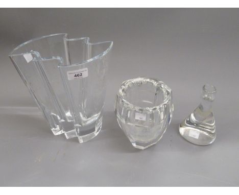 Kosta Art Glass vase, Rosenthal Classic vase and a Sevres Art Glass candlestick 