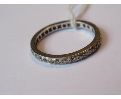 White metal and old cut diamond set eternity ring 