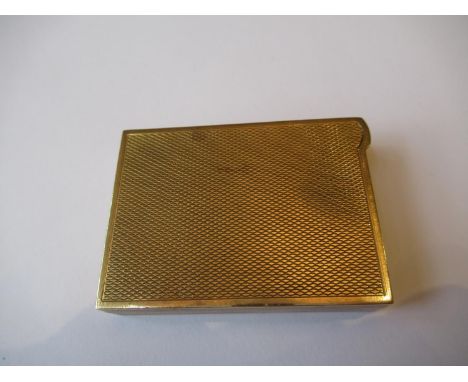Ladies 9ct gold powder compact with mirror inset lid, the exterior decorated with engine turning, 47.3g gross 