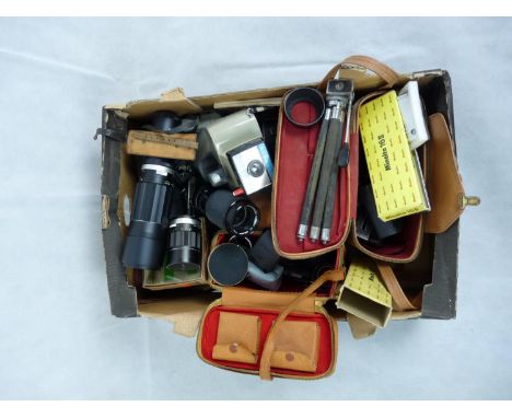 Collection of assorted Camera related items inc. Soligor  Zoom 1.3.5, Early Polaroid, Minolta 16II etc 