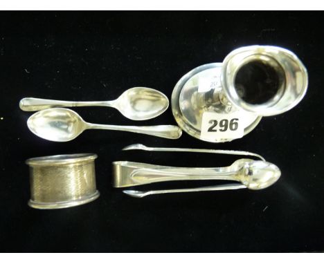 collection of assorted Silver Flatware and a Early 20thC Silver filled Squat candlestick 84g total weight 