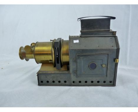 19thC Magic Lantern 'Praestania' Riley Bros of Bradford of Tole with Brass fittings and Lens 