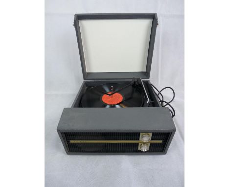 Vintage Grey cased Fidelity Portable Record Player 