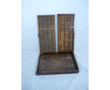 19thC Mahogany Butlers Tray and 2 Vintage Printers trays 
