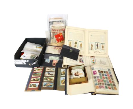 A collection of loose stamps, a stamp album stock book including various European, English and world stamps, a collection of 