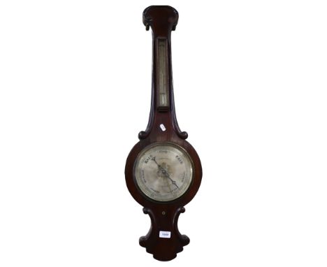 E ZUCCANI - a 19th century rosewood wheel barometer, length 96cm 