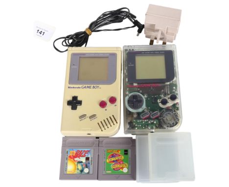 NINTENDO GAMEBOY - a 1989 DMG-01 Gameboy hand-held computer console, not currently working, and a second Nintendo Gameboy han