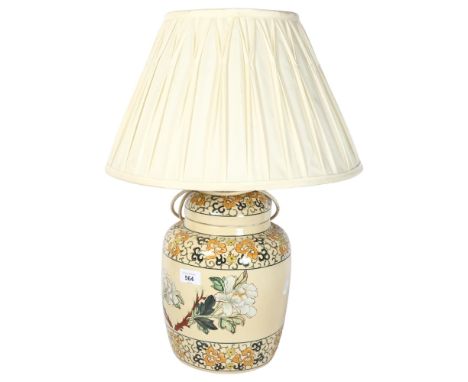 A modern ceramic Chinese table-top lamp, with associated shade, height including shade 54cm 