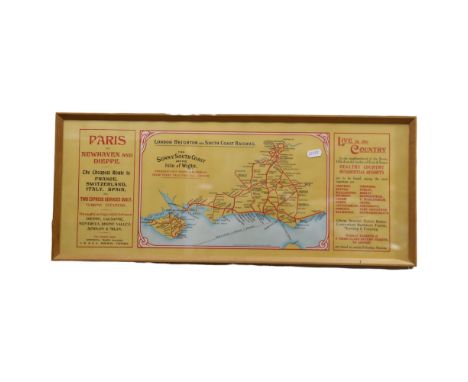 LONDON BRIGHTON SOUTH COAST RAILWAYS - a poster depicting the Sunny South Coast and the Isle of Wight For Frequent Fast Train