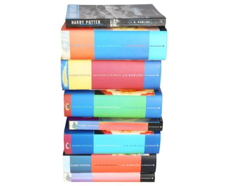 6 J K Rowling Harry Potter First Edition hardback books, and 2 paperbacks 