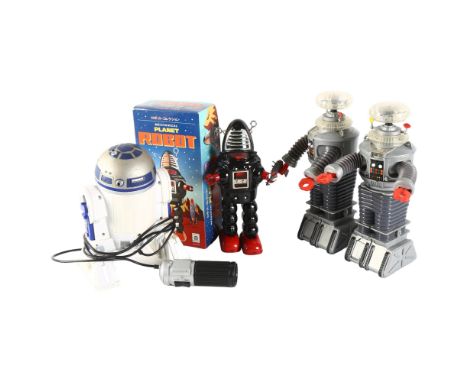 NEW LINE PRODUCTIONS - a 1997 Vintage Lost In Space B9 electronic robot, and a second 1997 New Line Productions BP Lost In Sp