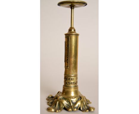 A Victorian brass candlestick postage scale by Joseph Edmond Ratcliffe Bro's 18cmH together with a set of Victorian brass and