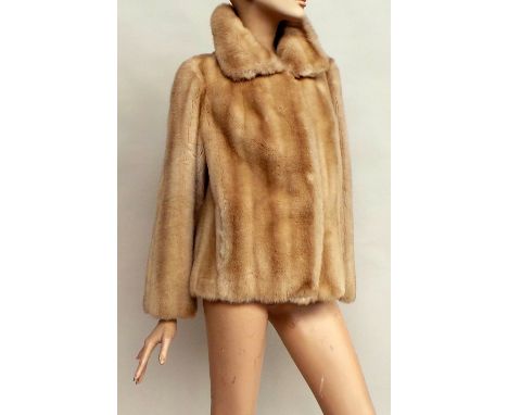 A vintage 'Tissavel' faux (simulated mink)  fur lined jacket, side slit pockets and nice condition - approx size 10