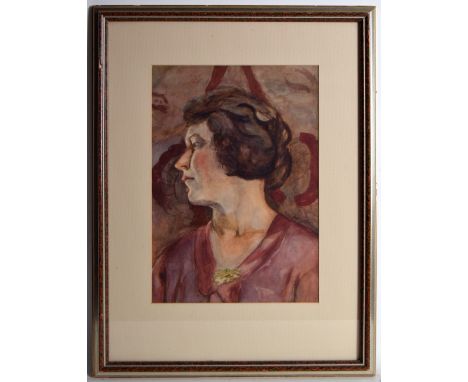 Attributed to Dora Carrington (British 1893-1932) Portrait of Frances Partridge, watercolour on paper, unsigned, attribution 