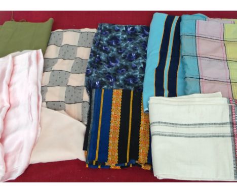 A very nice lot of vintage dressmaking fabrics including cotton, silk and chiffon. (Qty)